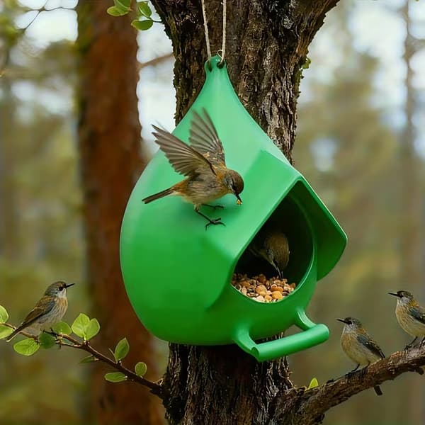 Fuglefoderbræt til ophængning Udendørs Foderbakke i Plast Holdbart Havefuglefoderbræt til Terrasse Gårdsplads Indretning Green
