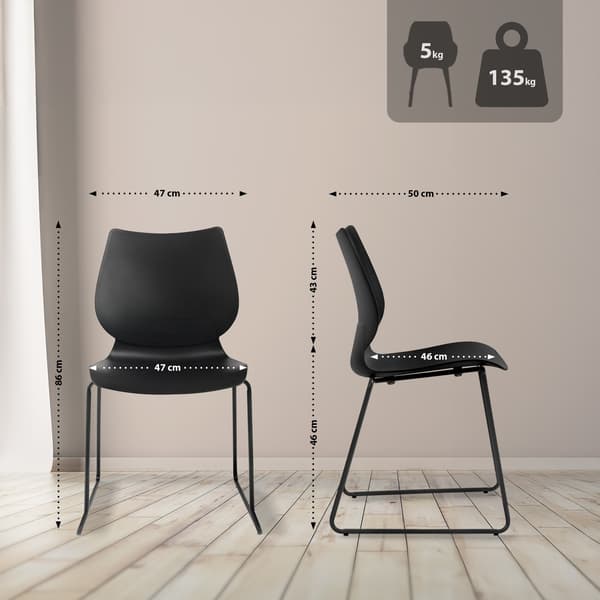 Moderne stablestol - Multifunksjonell spisestol - Plassbesparende med stabelbart design | Farge: Svart(bt)