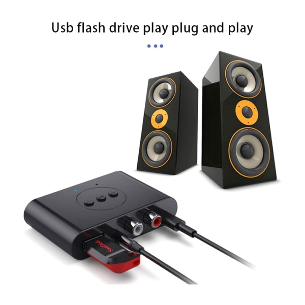 Bluetooth 5.0 Modtager Transmitter AUX NFC til 2 RCA o Adapter