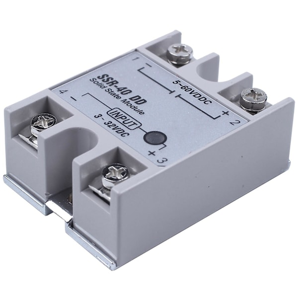 Yksivaiheinen puolijohderele DC-DC Ssr-40dd 40a Dc3-32v Dc5-60v Valkoinen+Hopea