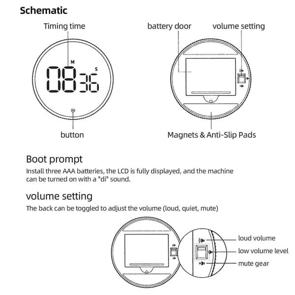 Magnetisk Selvregulerende LED Digital Timer For Kjøkken Og Trening [qb] Blue