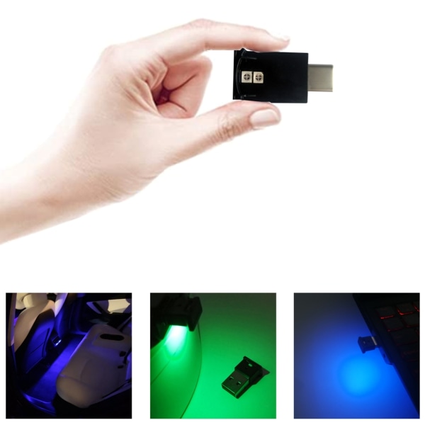 USB-C Typ-C LED-interiörljus Neon Atmosfär Ambient lampa för bilinteriör 1 set of 2 0.02