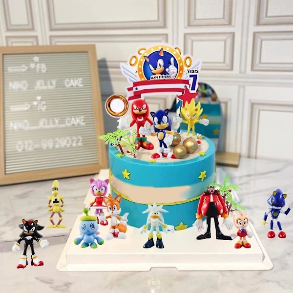 12 stk Sonic Actionfigurer for Barn og Voksne Tegneseriefigurer Lekekake Topper Samleobjekter Modell Dukke Lekesett Skrivebordsdekorasjoner Gaver