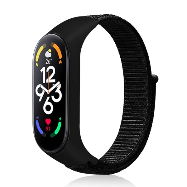 Nylon Mi band 4 5 6 hihna, vaihdettava pehmeä säädettävä ranneke Pulsera correa Xiaomi Mi band 3 4 5 6 7 rannekorulle, puhdas musta Pure black 7 Mi Band 3 4 5 6 7