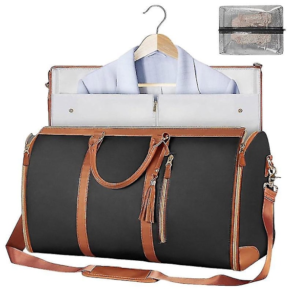 Carry On Garment Bag, Large PU Leather Duffel Bag for Women, Waterproof Garment Bags XC