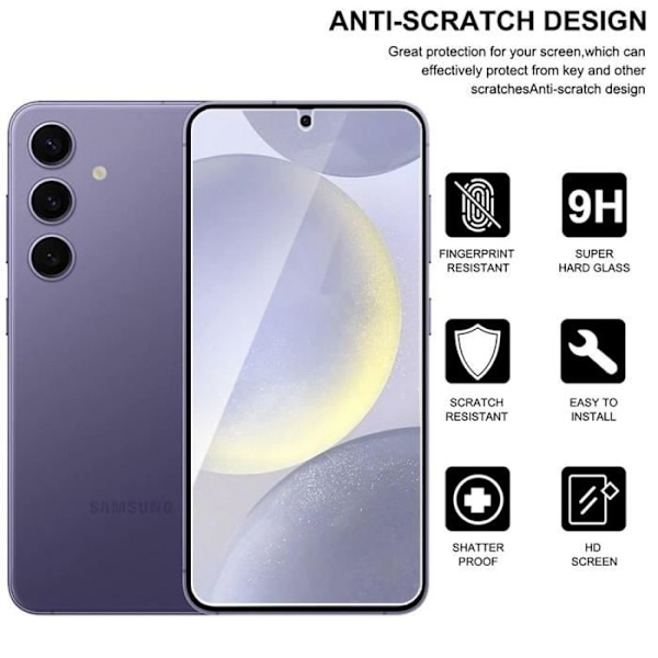 Lot-2 karkaistu lasi Samsung Galaxy S24 Plus (Galaxy S24+) näytönsuojalle 9H läpinäkyvä ultraohut 0,18 mm