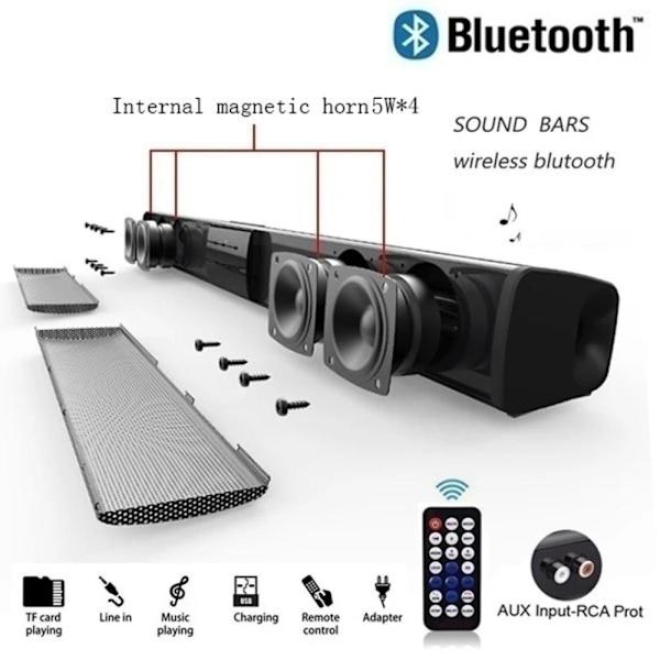 Sorte trådløse Bluetooth-højttalere til hjemmebiograf med 3D-surroundbas til pc, tv, computer | Subwoofer (sort)