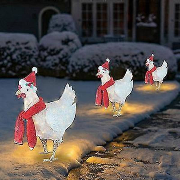 Utomhus Julbelysning För Dekoration Med Trädgårds-LED-Dekorationer Inomhus Halsduk Kyckling Scarf Chicken Small