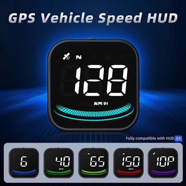 Digital GPS-hastighetsmätare, Head-up-display med hastighet MPH, riktning, korsningstrafikvarning HD-displaymätare, för alla fordon