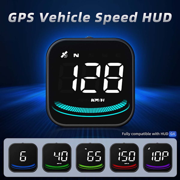 Digital GPS-hastighetsmätare, Head-up-display med hastighet MPH, riktning, korsningsvarning HD-displaymätare, för alla fordon