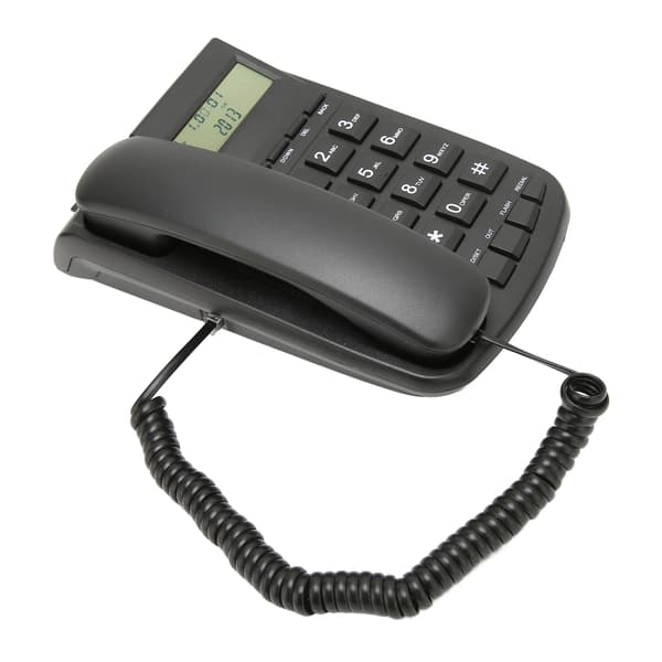 Sladdtelefon med nummerpresentatör, stora knappar, volymkontroll, väggmontering, sladdtelefon med LCD-bakgrundsbelysning