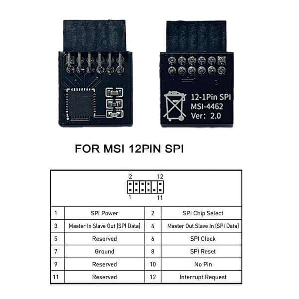 TPM2.0 Säkerhetsmodul Stöder Multibrand Moderkort 20- black For MSI LPC 14pin