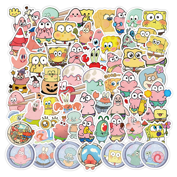 60 Cartoon SpongeBob SquarePants Pai Star Anime Stickers Waterpro