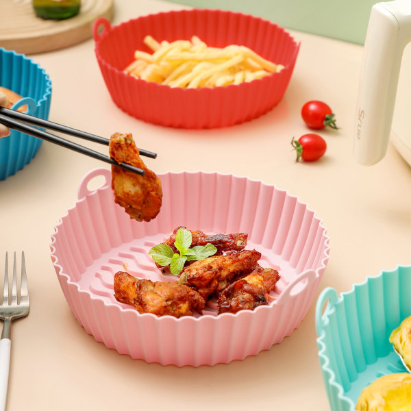 4 stk. 7,5 tommer genanvendelig airfryer silikonepande