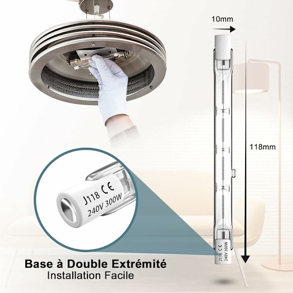 Halogenlamper, 300W dimbar halogenlampe 118mm J118 R7s linje