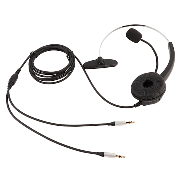 Call Center Headset med mikrofon Handsfree Støydemping Monoaural Ørepropp med 3,5 mm grensesnitt for bordtelefon