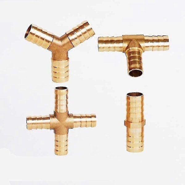 Mässing Barb Rörkoppling 2 3 4 Vägs Mässingskoppling för 4mm 5mm 6mm 8mm 10mm 12mm 16mm 19mm Slang Koppar Pagoda Vattenrörskopplingar-WELLNGS T 3-vägs T 3 way OD 16mm