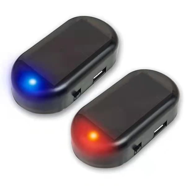4 stk. Bilalarm LED-lys Solbeskyttelse Advarsel Dummy System Tyverisikring Flash Blinkende lampe Blå