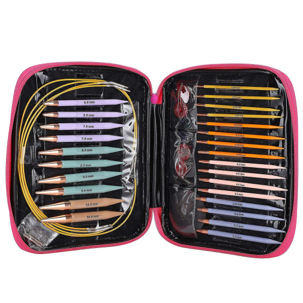13 pairs of interchangeable needles set, round needles with 2.75mm-10mm