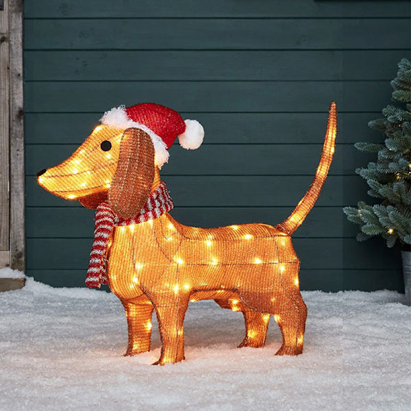 3D-lampa Tax, juldekoration för inomhus och utomhus Dachshund