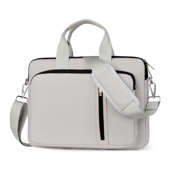 Stødsikker Laptop Taske 13.3 14 15.6 Tommer Skuldertaske Håndtaske Etui til Macbook Air Pro Kvinder Mænd Beige - 2