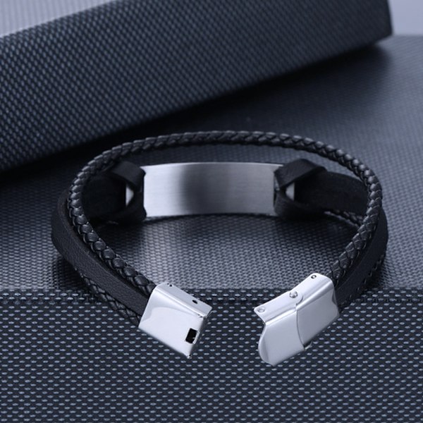 Til min søn Læderarmbånd Rustfrit stål Korrosionsjusterbart armbånd Adjustable