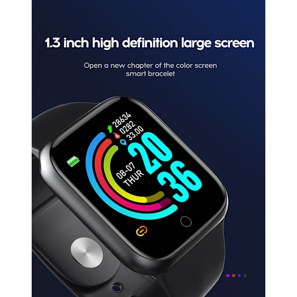 Smart Fitness Tracker med skridttæller og pulsmåling - sort