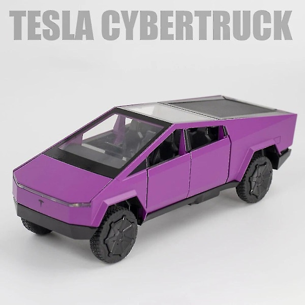 1:32 Tesla Model X Model 3 Model S Model Y Legering Bilmodel Diecasts Legetøjsbil Lyd Og Lys Børn Legetøj Til Børn Gaver Drenge Legetøj Cybertruck Purple