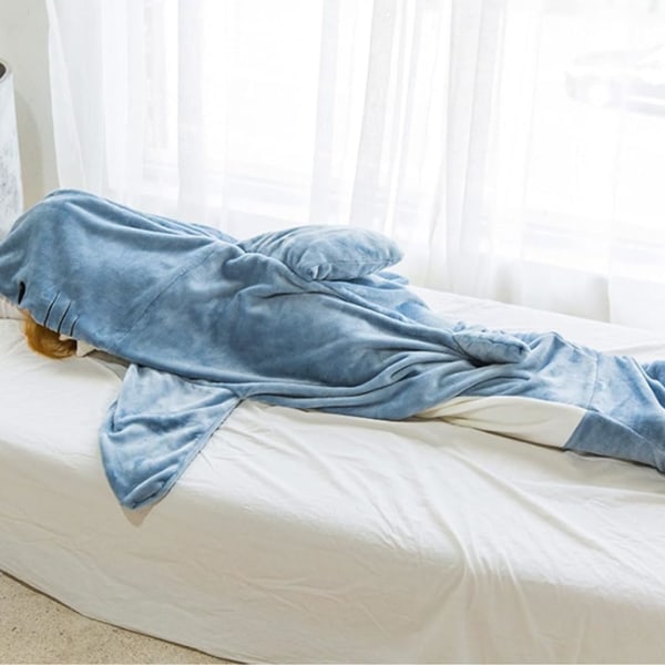 Hajen sovepose Super blød og komfortabel flanel hættetrøje Haj hale bærbar Haj tæppe