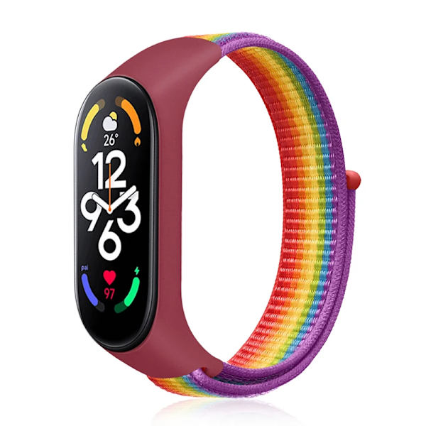Nylon Mi band 4 5 6 armband ersättning mjuk justerbar handledsband Pulsera correa för Xiaomi Mi band 3 4 5 6 7 armband röd regnbåge 2 Red rainbow 2 Mi Band 3 4 5 6 7