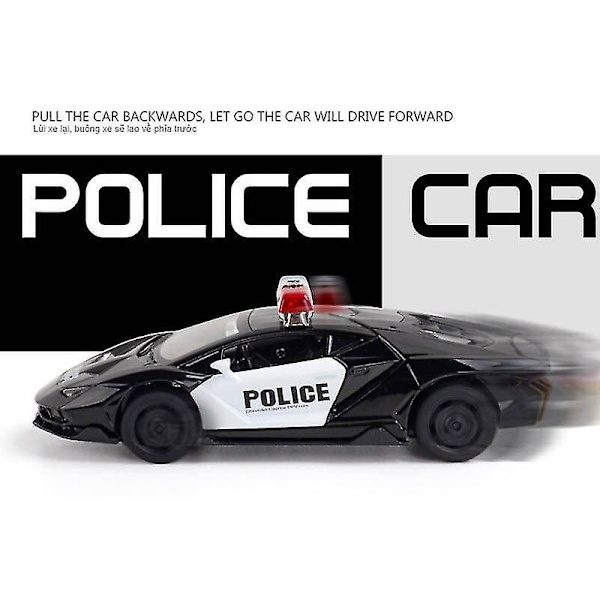 1/32 Legering Die Cast Politimodell Superbil Lekebil Lyd