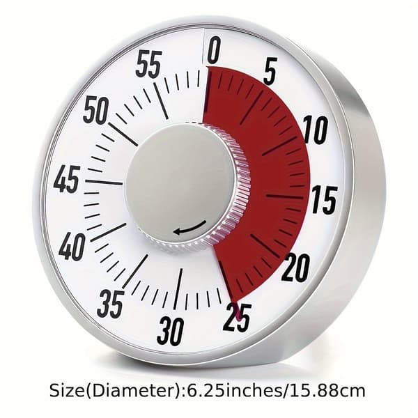 Magnetisk Mekanisk Nedtellingstimer 60 Minutter Kjøkken Matlaging Studietimer Silvery
