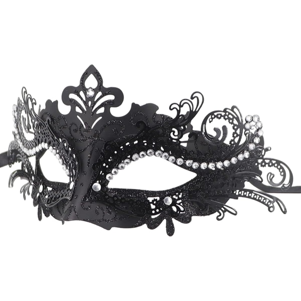 Par af Masquerade Mask Metal Jern Sommerfuglebold Maske (Sort) 2 Stykker black