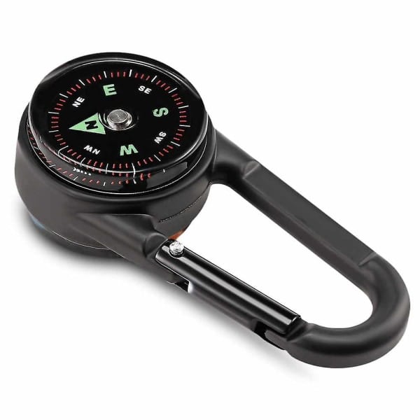 Dubbelsidig 3-i-1 mini kompass karbinhake termometer