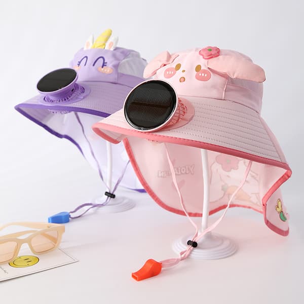 Solarfläkthatt Barn Solhatt Kylmössa Bredbrättad Andningsbar Utomhus Sommar Reseskyddshatt*Stråhatt - blå* Straw hat - blue