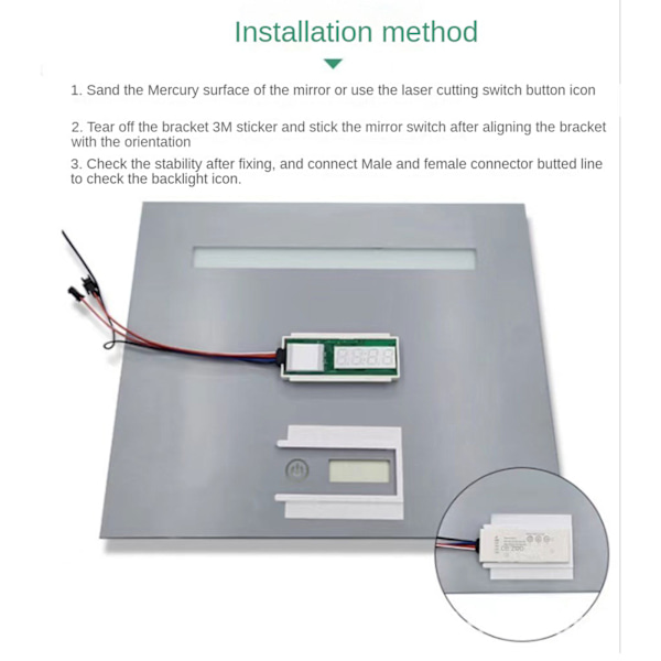 DC12V Touch Sensor Enkeltknap med Ur Temperaturvisning LED til Makeup Spejl Touch Switch Two colors 0.06