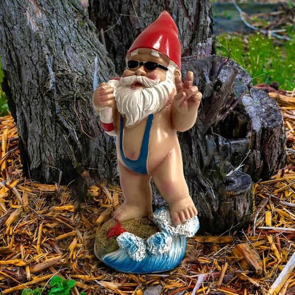 Hagegnomer Statue med Solcellelamper, Stor Hagegnome