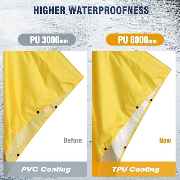 Vandtæt Regnponcho Let Genanvendelig Vandring med Hætte One Size Gul Yellow