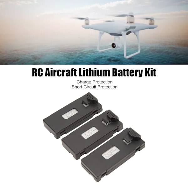 3 kpl RC-lentokoneen litiumakkusetti Helppo latauskaapeli E88 E88Pro LS E525 E525Pro 3.7v 2600mah