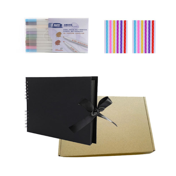 Stor Scrapbog, Scrapbog med 80 sider Sort Craftpapir til