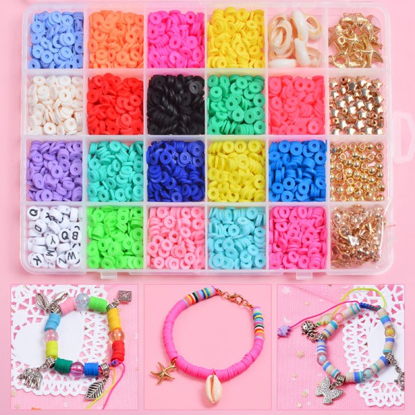 DIY lerperler 6mm 18 farver flade runde polymer lerperler