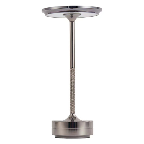 Led-bordlampe med dæmpbar lysstyrke, vandtæt metal USB-genopladelig bordlampe silver