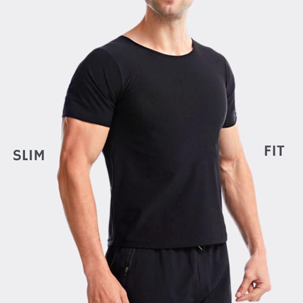 Bastu Svettdräkt Viktminskning Shapewear Topp Skjorta Midja Väst Tränare Träning Träning Fitness Gym Korta Ärmar Män X Large