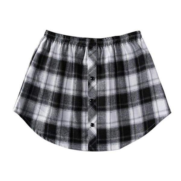 Skjortförlängare Justerbar Lager Falska Toppar Sweeper Hem med Elastisk Midja Vit Svart White Black 2XL