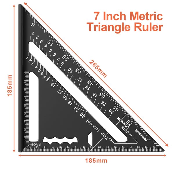 180 mm tømrer vinkel, aluminium lineal, trekant tømrer A