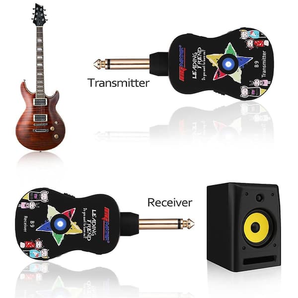 UHF B9 Bluetooth Trådløst Gitar Sender Mottaker System Oppladbart For Elektrisk Gitar Bass