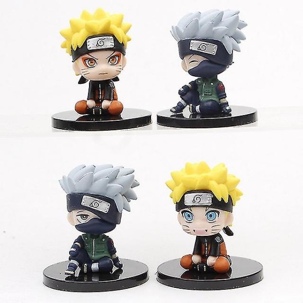 4pcs/set Anime Naruto Figure 6cm Uzumaki Naruto Uchiha Sasuke Itachi Kakashi Cute Toys Q Figurals Car Decoration Model