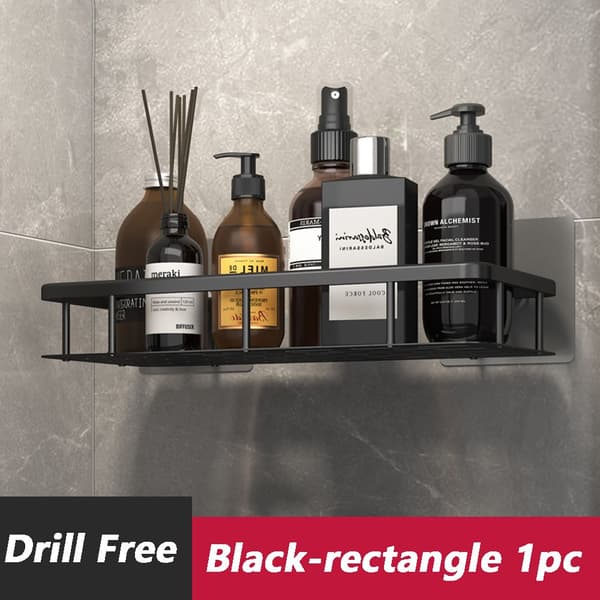 Hjørne Brusebad Caddy Badekar Organizer Hylde SORT REKTANGEL sort black rectangle 1pc