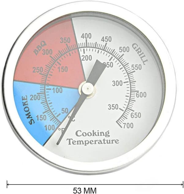 Röktermometer för grillkolrökare, grilltermometer med temperaturmätare, 53 mm