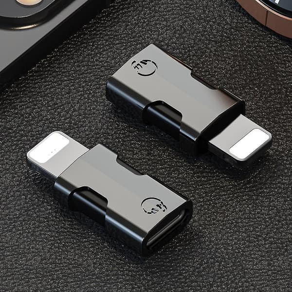 USB-C till OTG Lightning-adapter för dataöverföring, stöd för laddare, kontaktkabel, konverter, trådlös mikrofonadapter - Svart